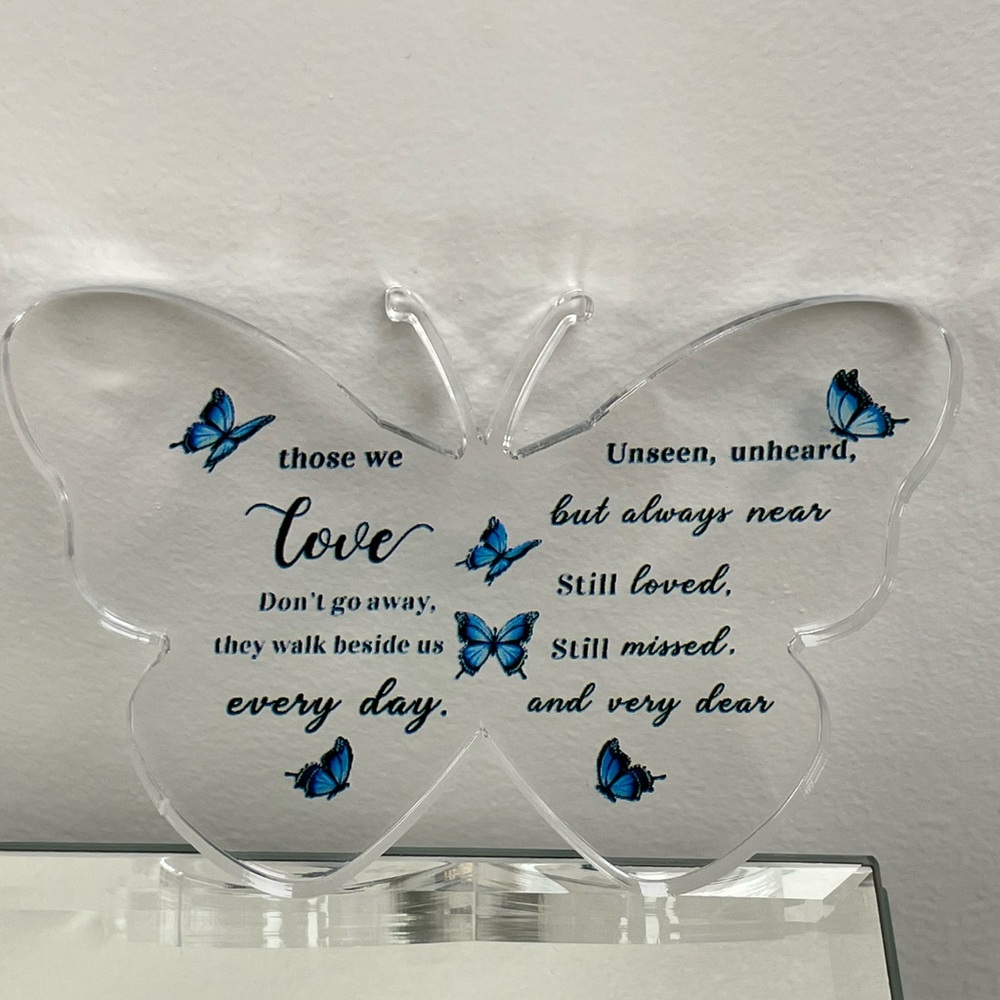 ACRYLIC Bereavement Memorial Sympathy Gift Butterfly Paperweight